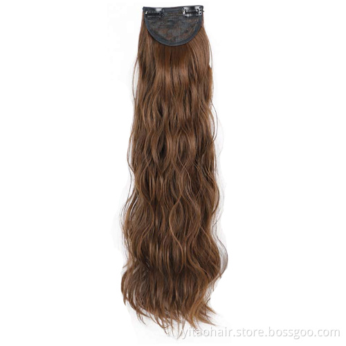 wholesale Long Wavy Hair Extensions 2P 5P Thick Hair Invisible Head Synthetic Hairpiece for Women Brown wavy hair